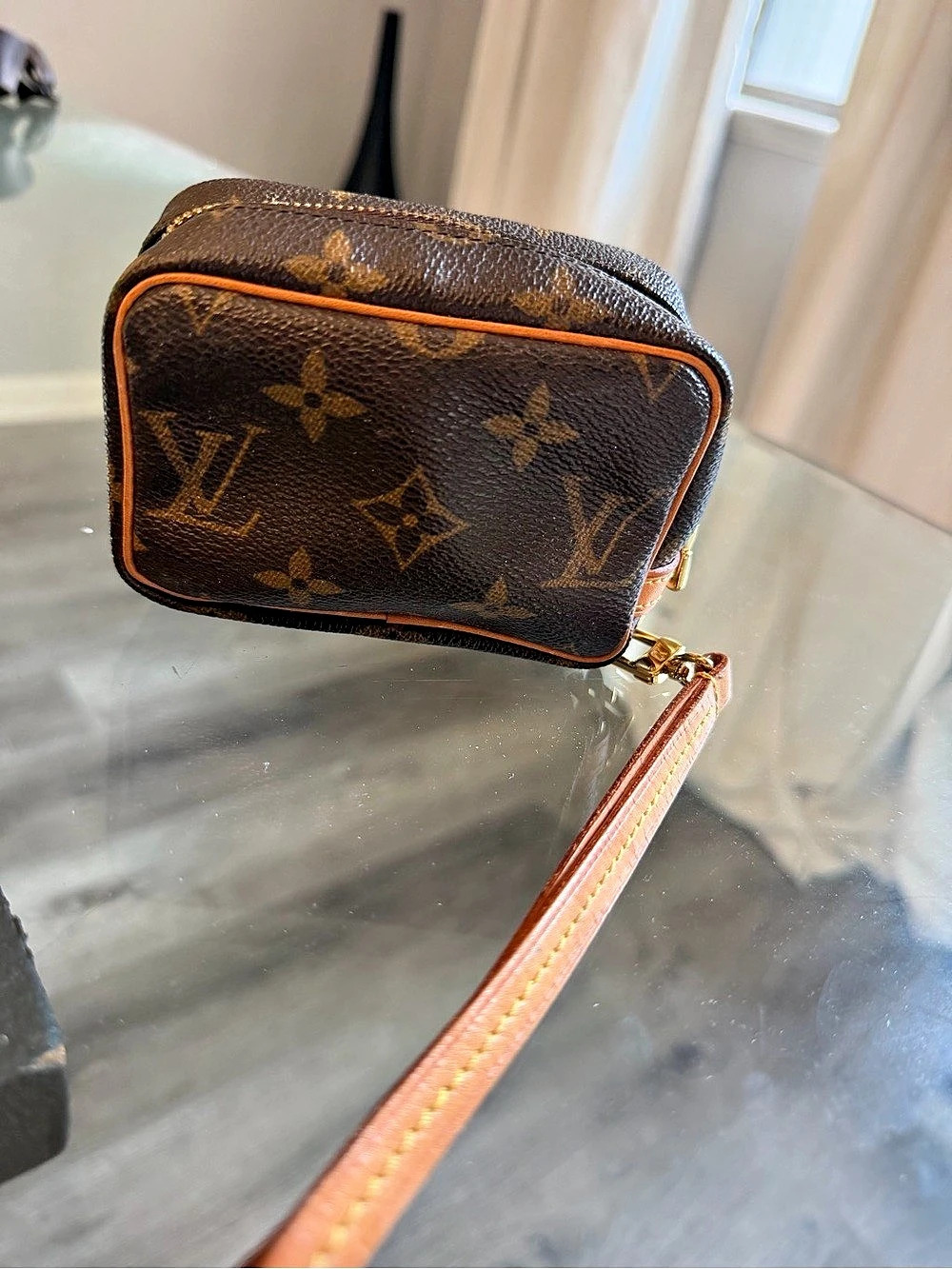 Louis Vuitton Monogram Trousse Wristlet Pouch Bag Made in France